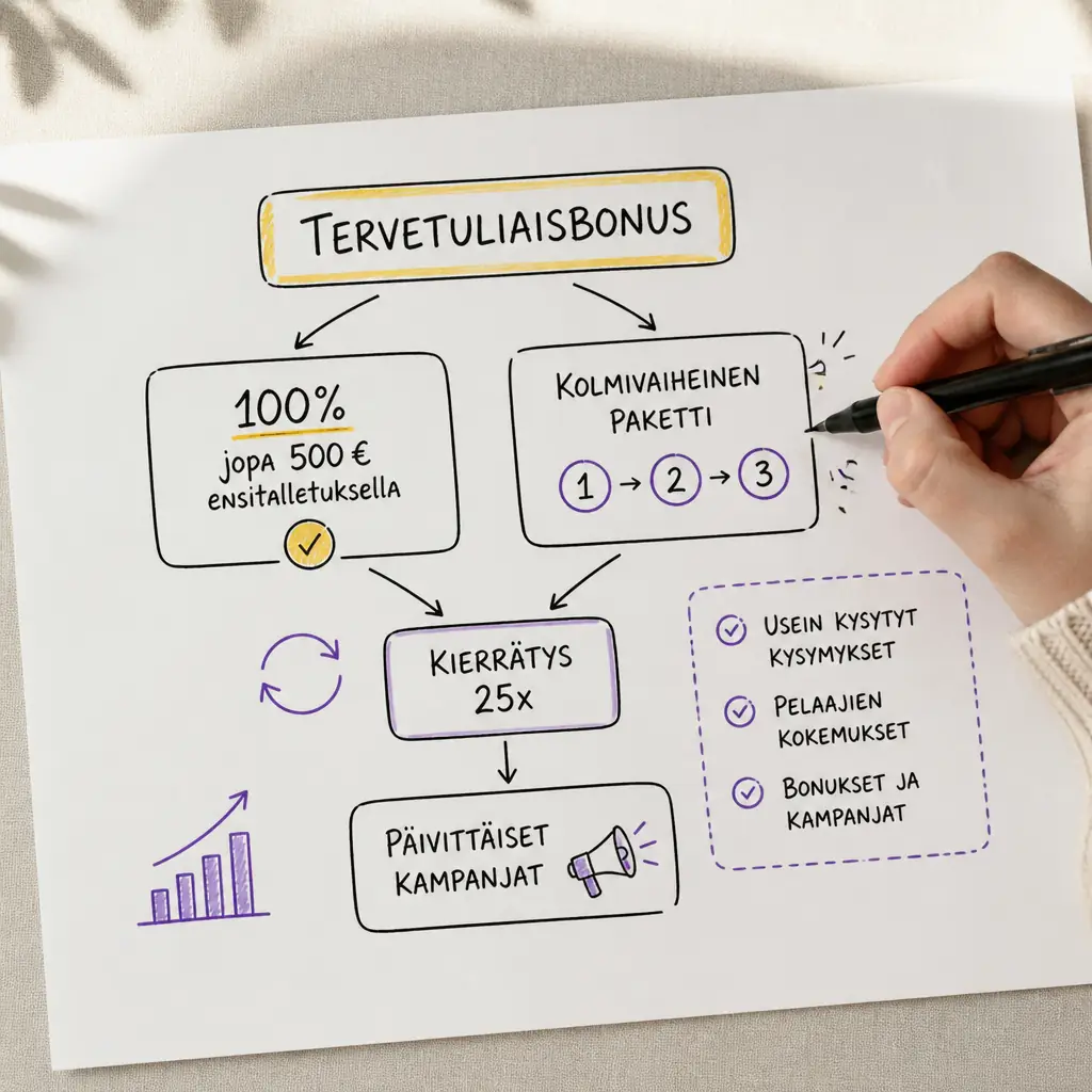 Buumi Casino bonus – 100 % jopa 500 € tai kolmivaiheinen paketti visual guide for Buumi Casino